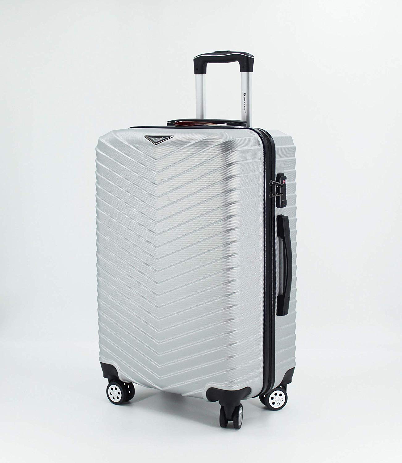 luggage travel trolley with 4 wheels 3 pieces set,silver 9924